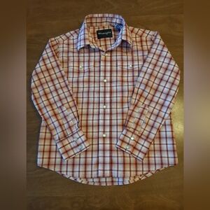 Wrangler Boy's Red and White Plaid Button Down Shirt
